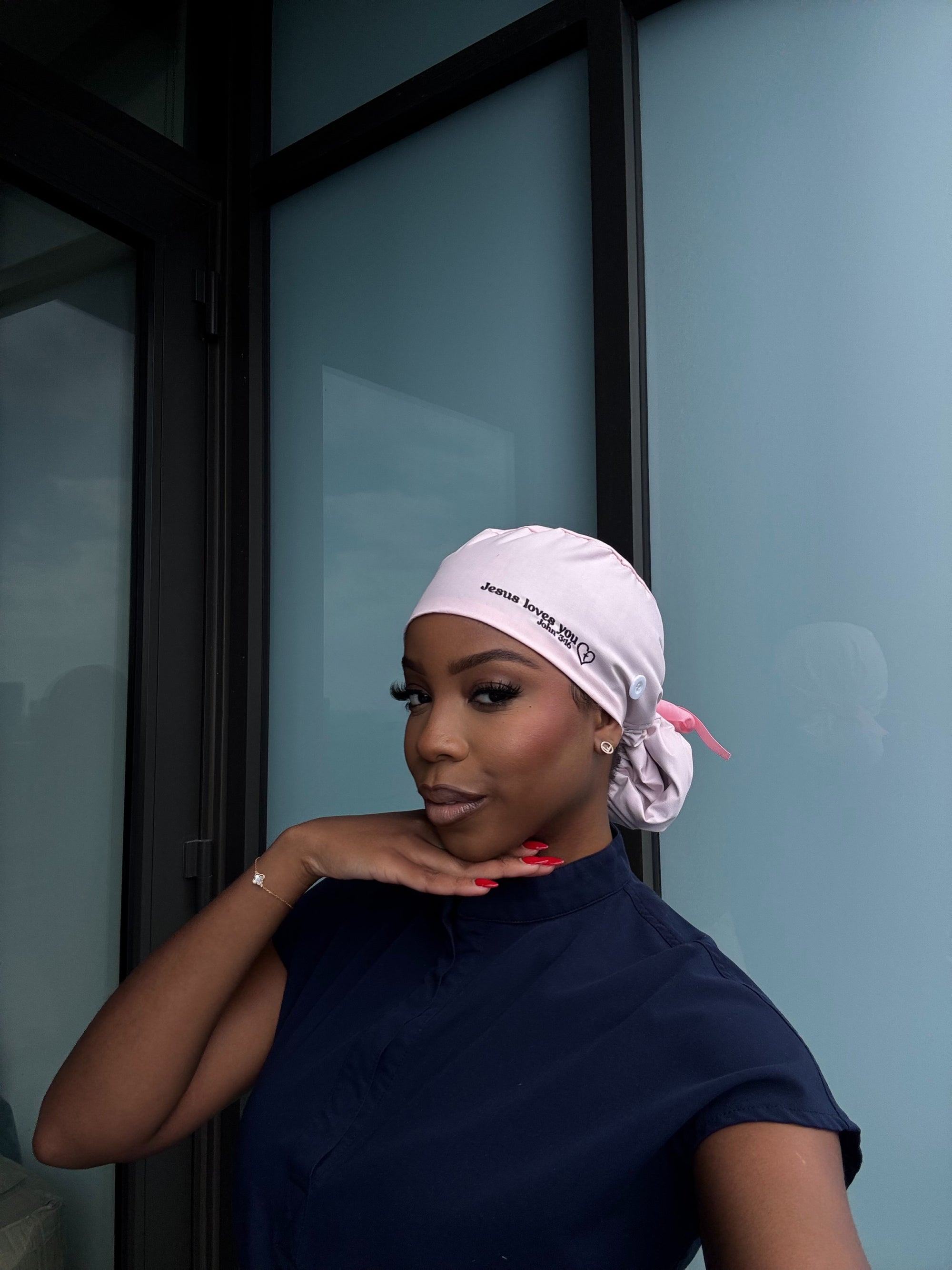 Bun style Satin lined scrub hat