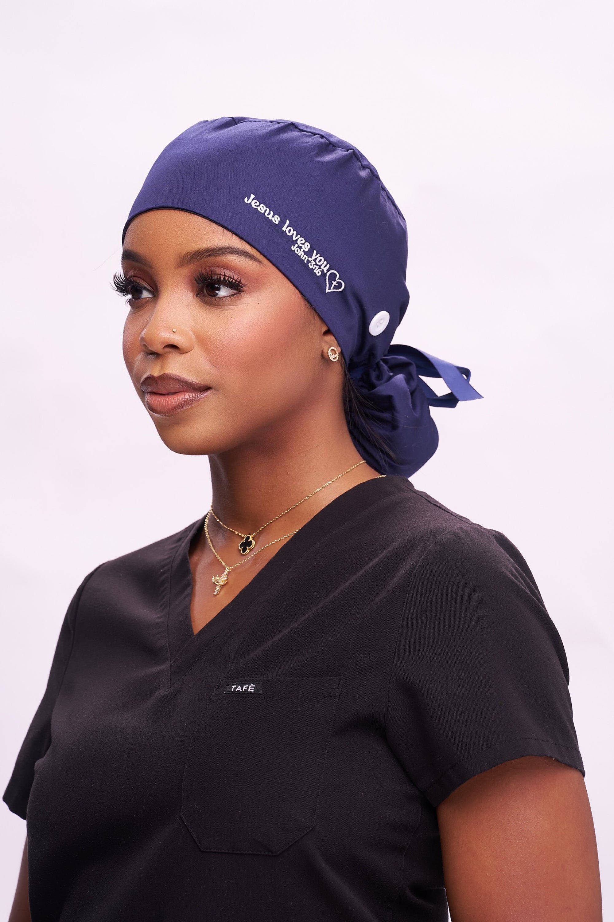 Bun style Satin lined scrub hat