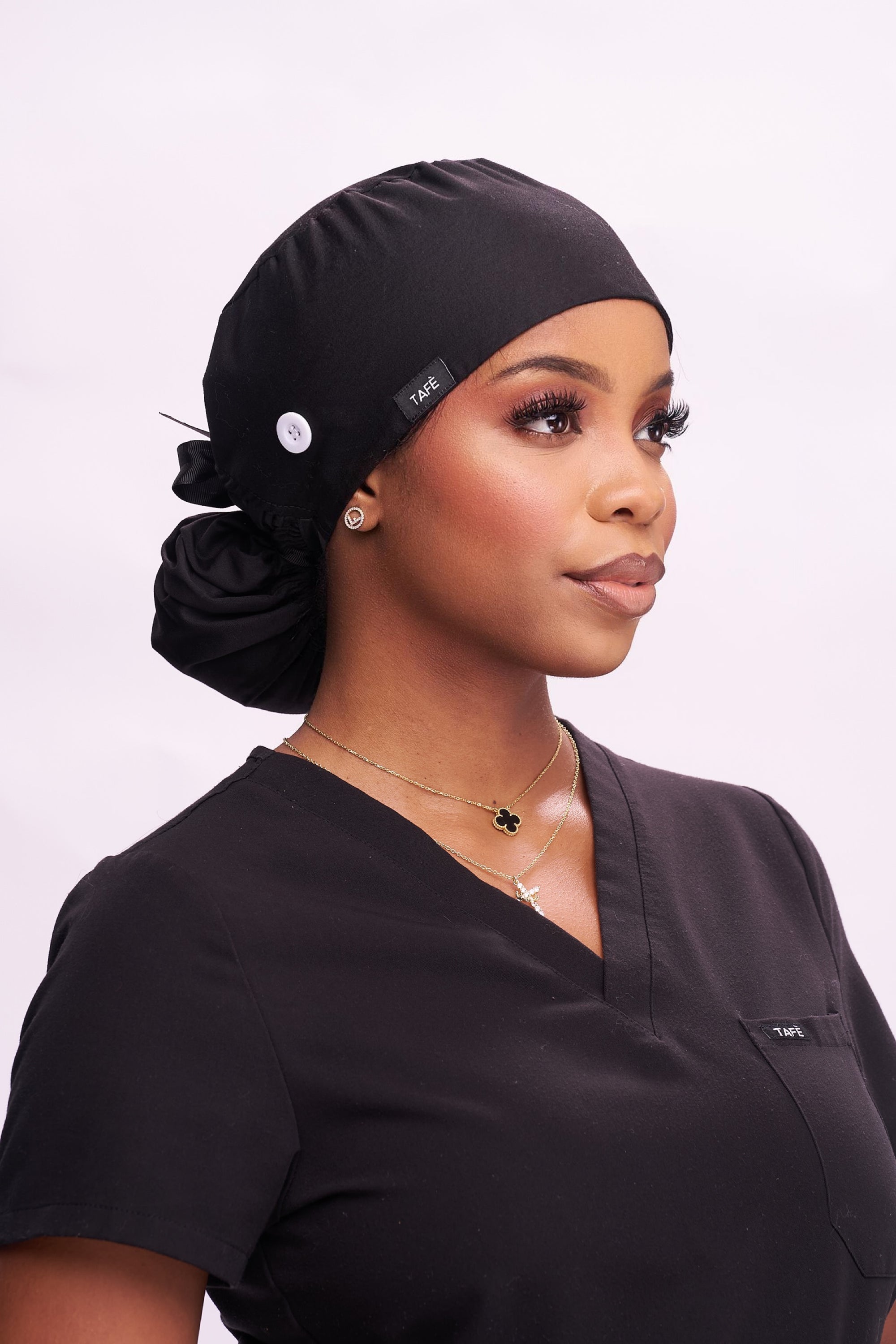 Bun style Satin lined scrub hat