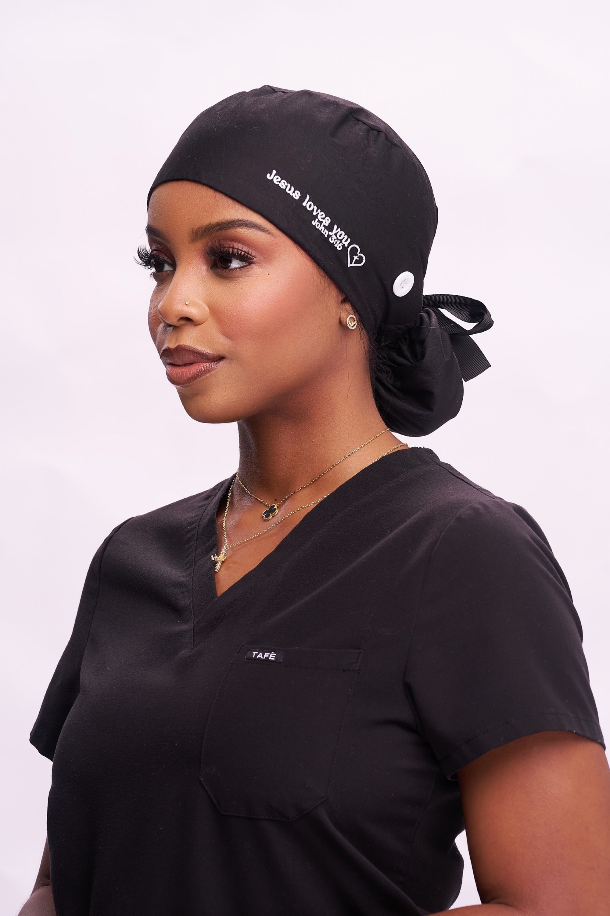 Bun style Satin lined scrub hat